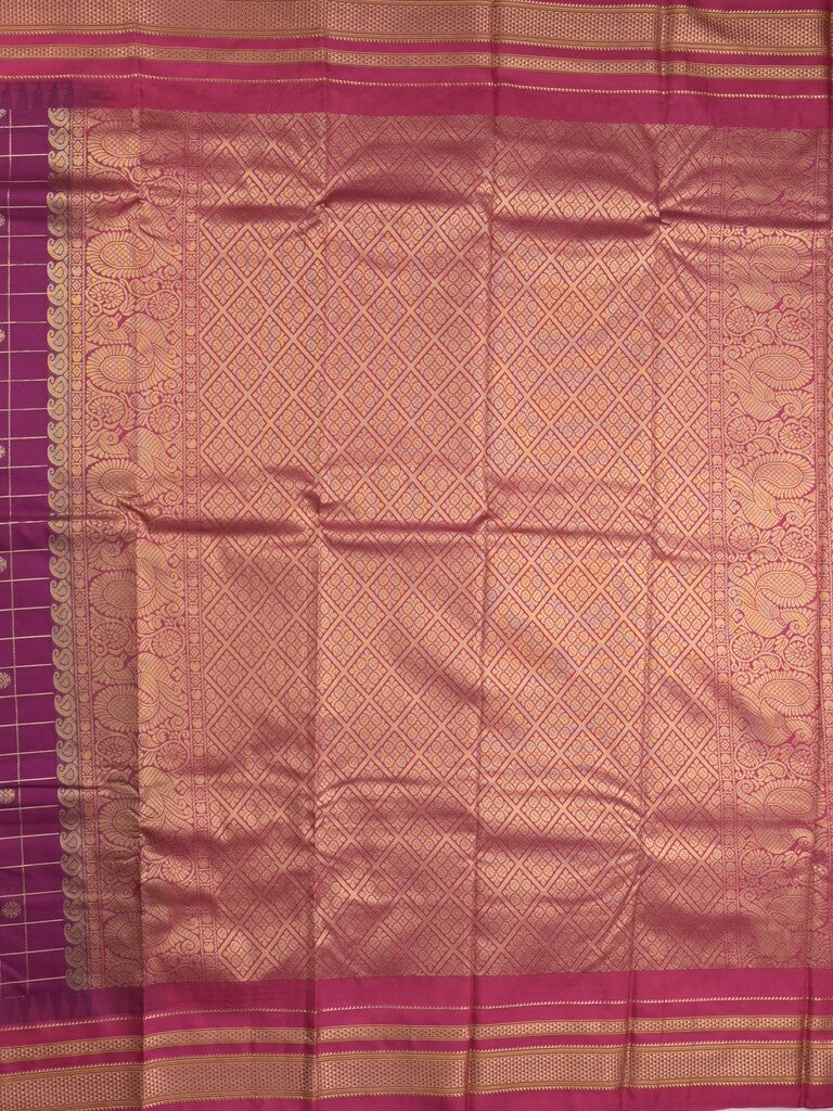 Narayanpet pattu saree allover zari checks and zari border with contrast pallu and blouse