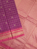 Narayanpet pattu saree allover zari checks and zari border with contrast pallu and blouse