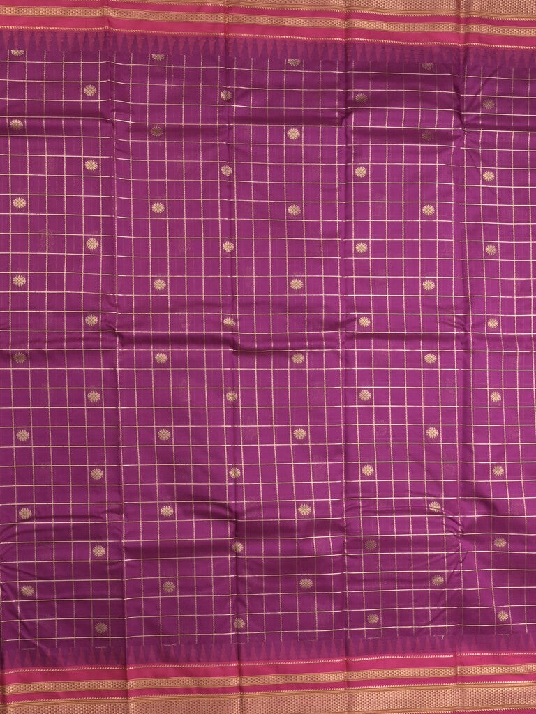 Narayanpet pattu saree allover zari checks and zari border with contrast pallu and blouse