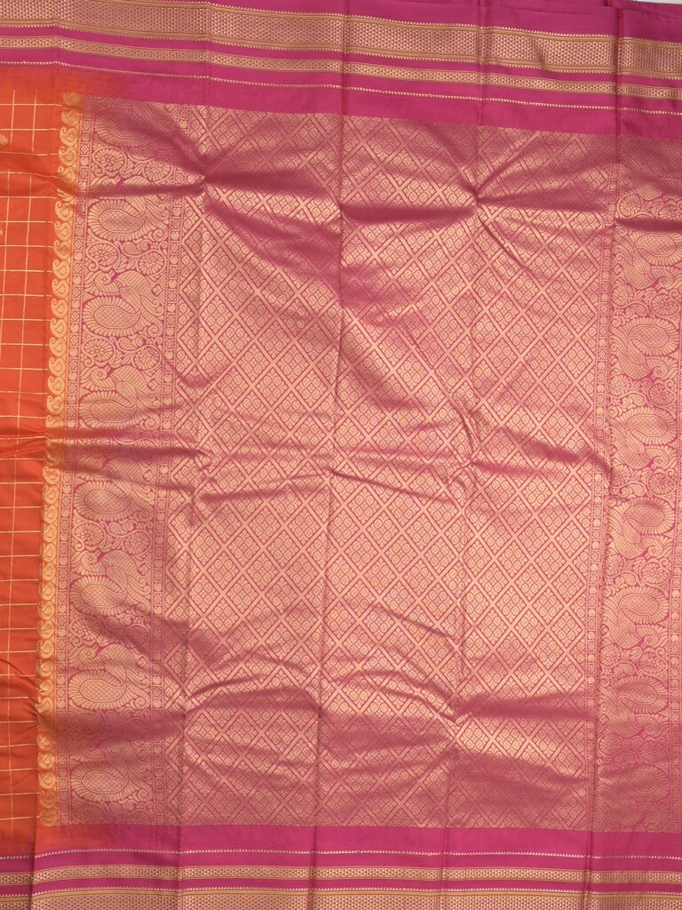 Narayanpet pattu saree allover zari checks and zari border with contrast pallu and blouse