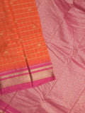 Narayanpet pattu saree allover zari checks and zari border with contrast pallu and blouse