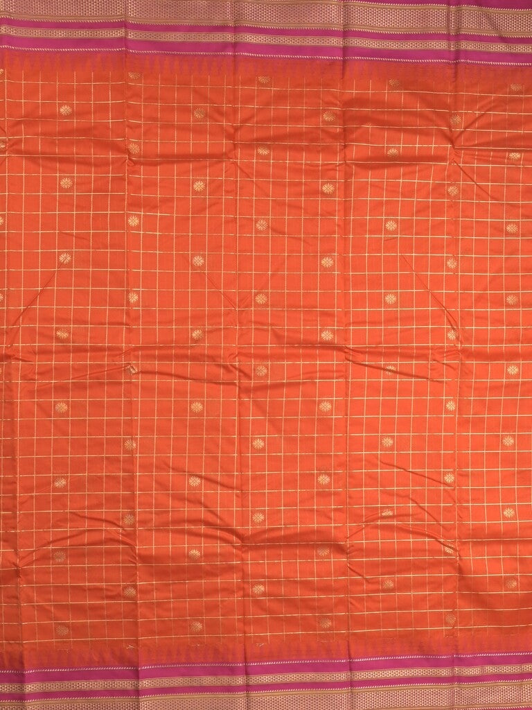 Narayanpet pattu saree allover zari checks and zari border with contrast pallu and blouse