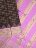 Narayanpet pattu saree allover zari checks and zari border with contrast pallu and blouse