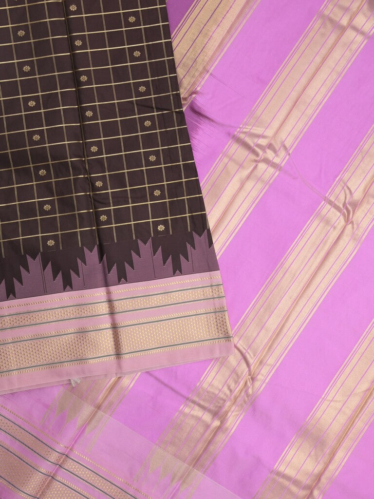 Narayanpet pattu saree allover zari checks and zari border with contrast pallu and blouse