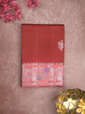 Raw mango fancy saree red color allover zari weaves & zari border with brocade pallu and brocade blouse
