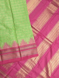 Narayanpet pattu saree allover zari checks and zari border with contrast pallu and blouse