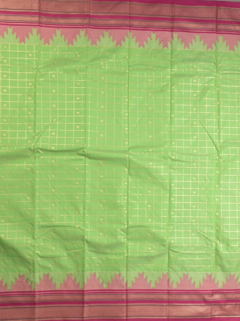 Narayanpet pattu saree allover zari checks and zari border with contrast pallu and blouse
