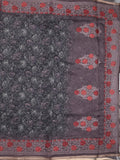 Organza fancy saree black color allover prints & embroidery border with running pallu and printed blouse