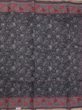 Organza fancy saree black color allover prints & embroidery border with running pallu and printed blouse