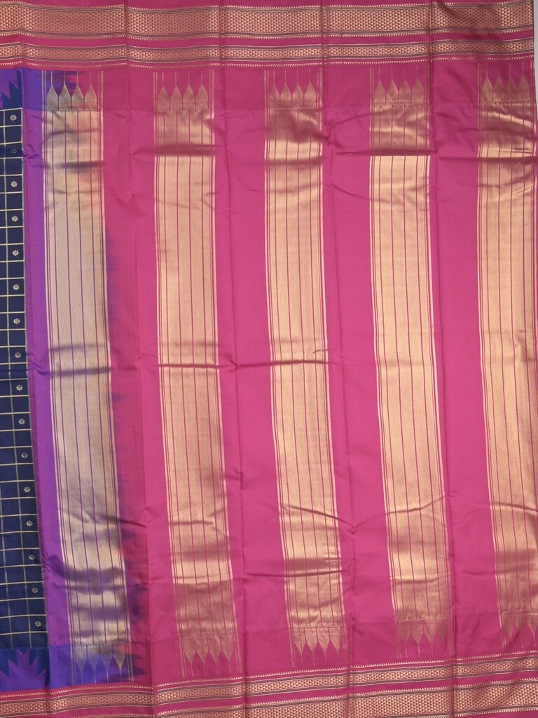 Narayanpet pattu saree allover zari checks and zari border with contrast pallu and blouse