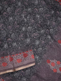 Organza fancy saree black color allover prints & embroidery border with running pallu and printed blouse