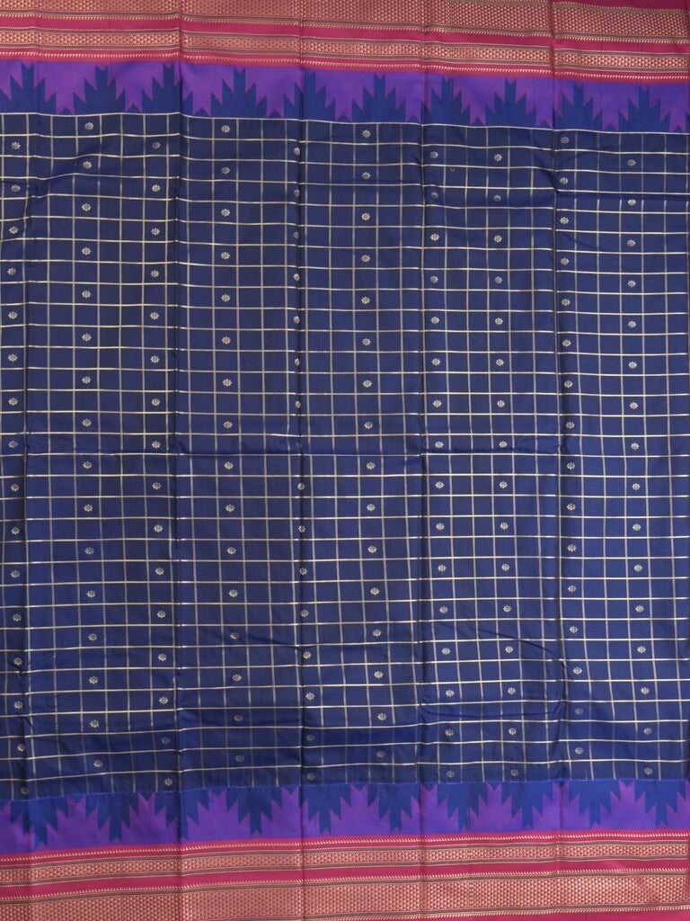 Narayanpet pattu saree allover zari checks and zari border with contrast pallu and blouse