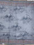 Organza fancy saree bluish grey color allover prints & embroidery border with running pallu and printed blouse