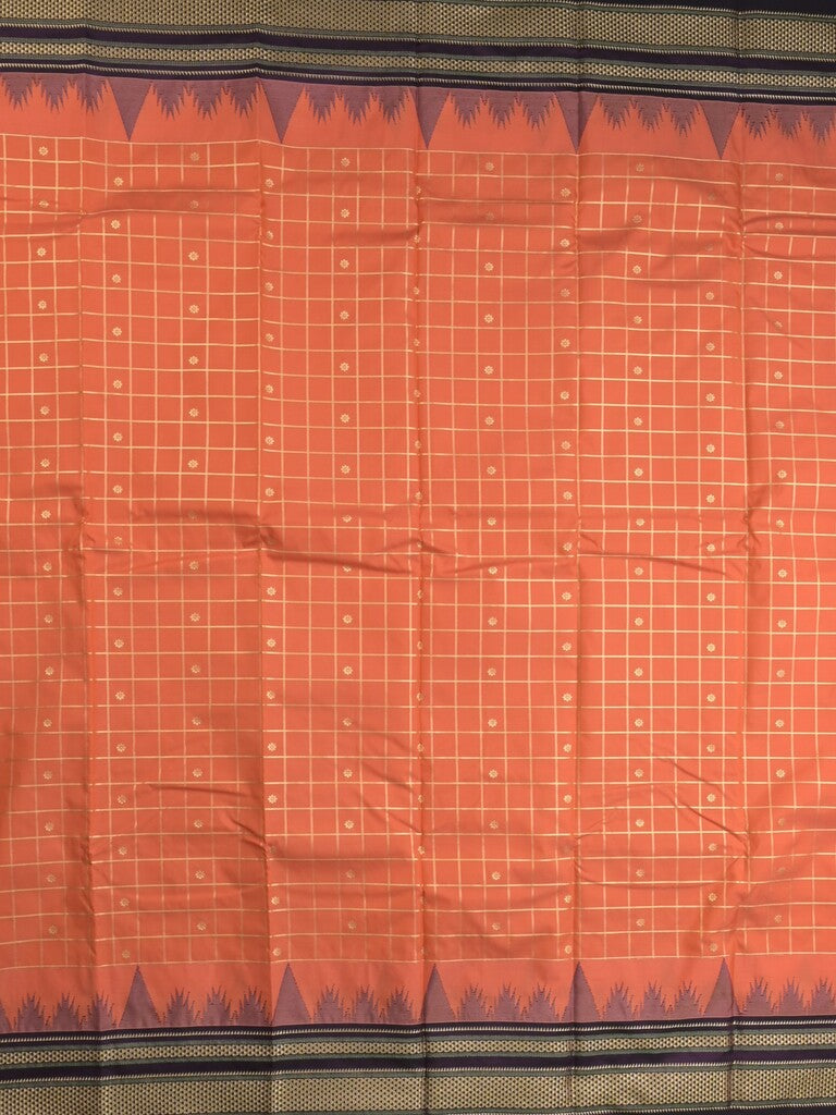 Narayanpet pattu saree allover zari checks and zari border with contrast pallu and blouse