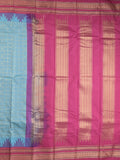 Narayanpet pattu saree allover zari checks and zari border with contrast pallu and blouse