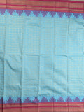 Narayanpet pattu saree allover zari checks and zari border with contrast pallu and blouse