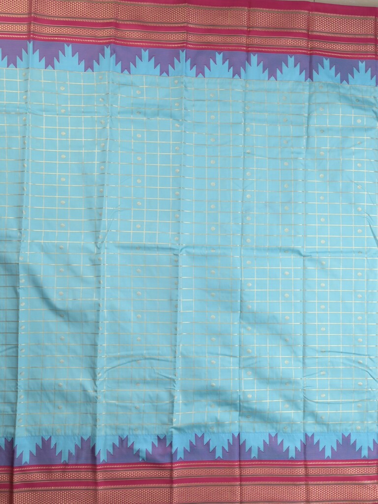 Narayanpet pattu saree allover zari checks and zari border with contrast pallu and blouse