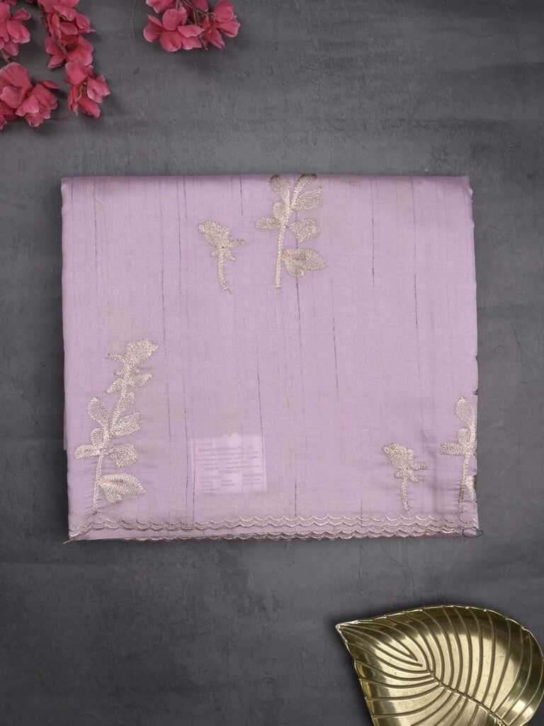 Tussar fancy saree light lavender color allover weaves with cutwork border and running pallu & plain blouse