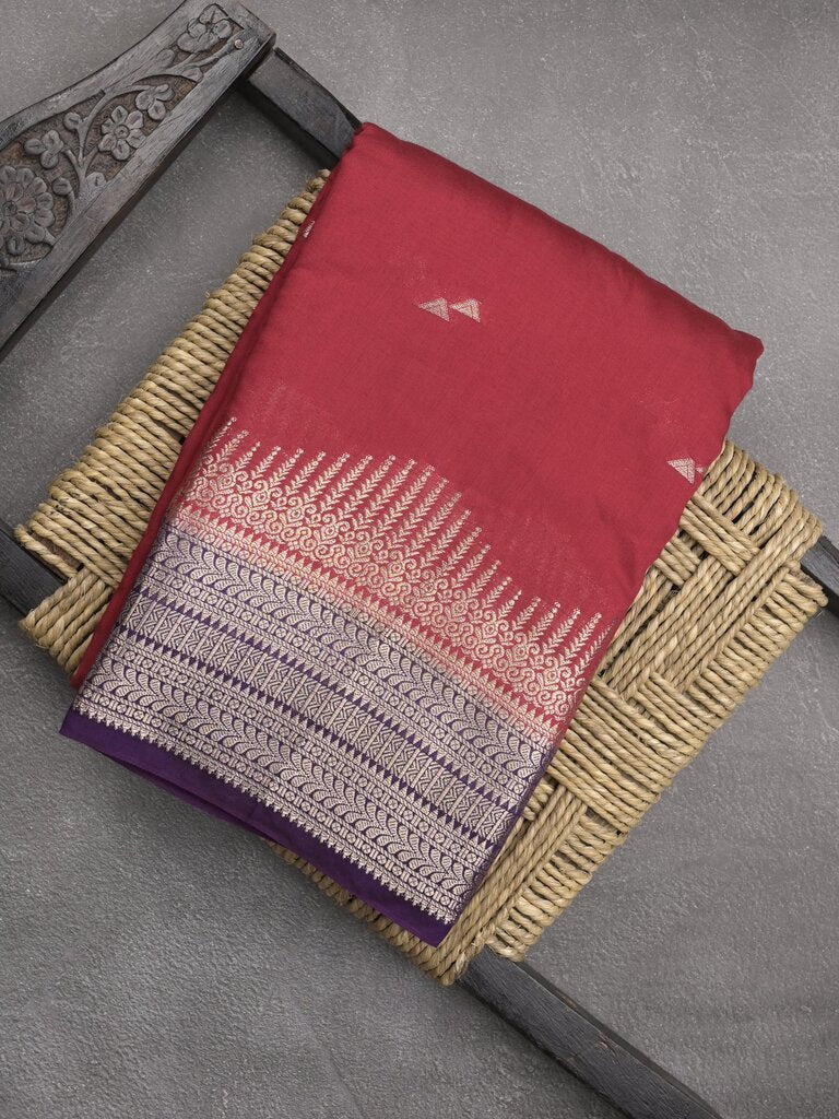 Maheshwari fancy saree allover zari motifs with zari border with contrast blouse