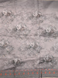 Organza fancy saree grey color allover prints & embroidery border with running pallu and printed blouse