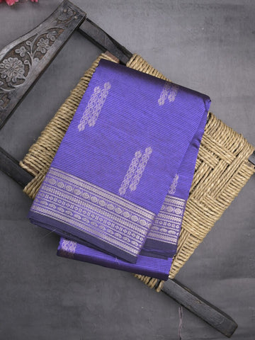 Mangalagiri fancy saree blue color allover zari motifs & zari border with rich pallu and plain blouse