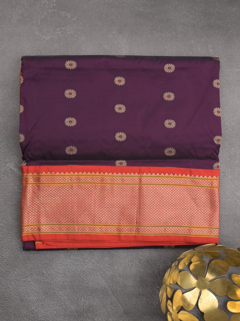 Narayanpet pattu saree allover zari motifs with paithani pallu and contrast blouse