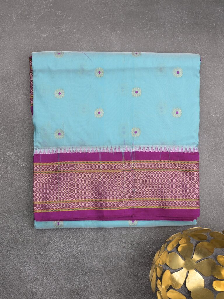 Narayanpet pattu saree allover zari motifs with paithani pallu and contrast blouse