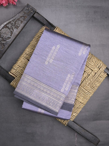 Mangalagiri fancy saree light lavender color allover zari motifs & zari border with rich pallu and plain blouse