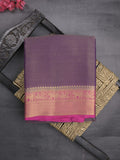 Georgette fancy saree violet color allover weaves & zari border with rich pallu and plain blouse