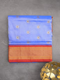 Narayanpet pattu saree allover zari motifs with paithani pallu and contrast blouse