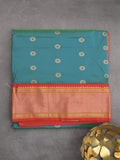 Narayanpet pattu saree allover zari motifs with paithani pallu and contrast blouse