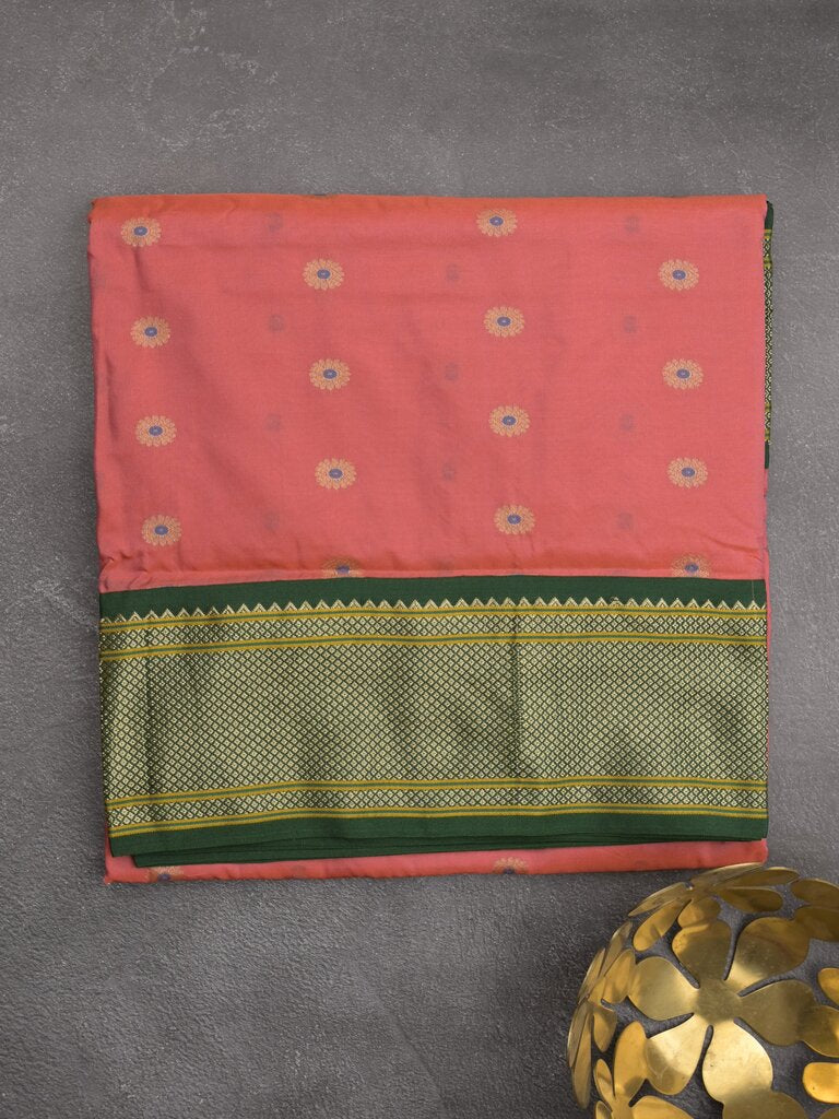 Narayanpet pattu saree allover zari motifs with paithani pallu and contrast blouse