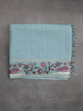 Tussar fancy saree with embroidery border and attached plain blouse
