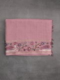 Tussar fancy saree with embroidery border and attached plain blouse