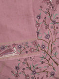 Tussar fancy saree with embroidery border and attached plain blouse