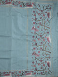 Tussar fancy saree with embroidery border and attached plain blouse