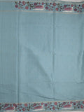 Tussar fancy saree with embroidery border and attached plain blouse