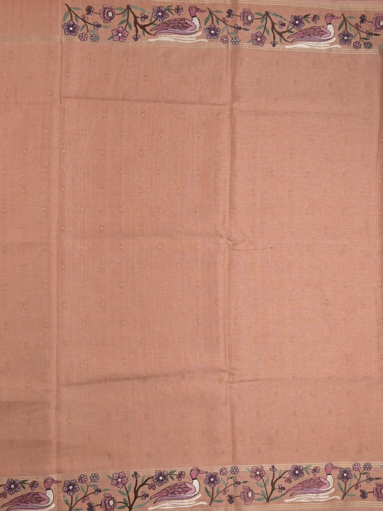 Tussar fancy saree with embroidery border and attached plain blouse