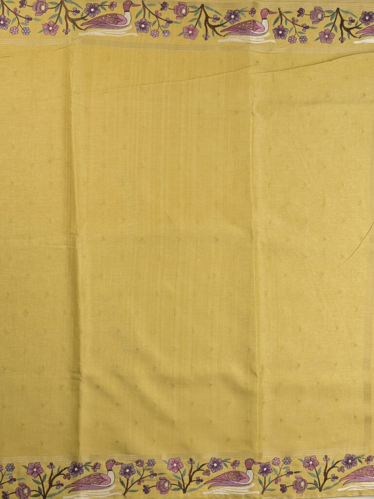 Tussar fancy saree with embroidery border and attached plain blouse