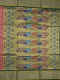 Narayanpet pattu saree allover zari motifs with paithani pallu and contrast blouse
