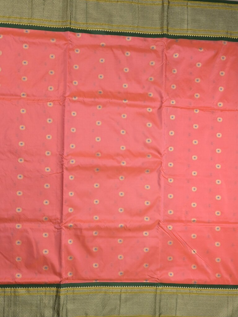 Narayanpet pattu saree allover zari motifs with paithani pallu and contrast blouse