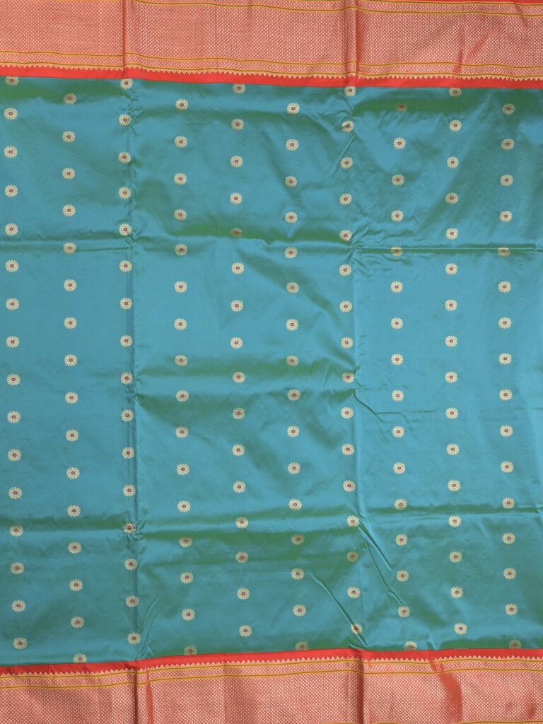 Narayanpet pattu saree allover zari motifs with paithani pallu and contrast blouse