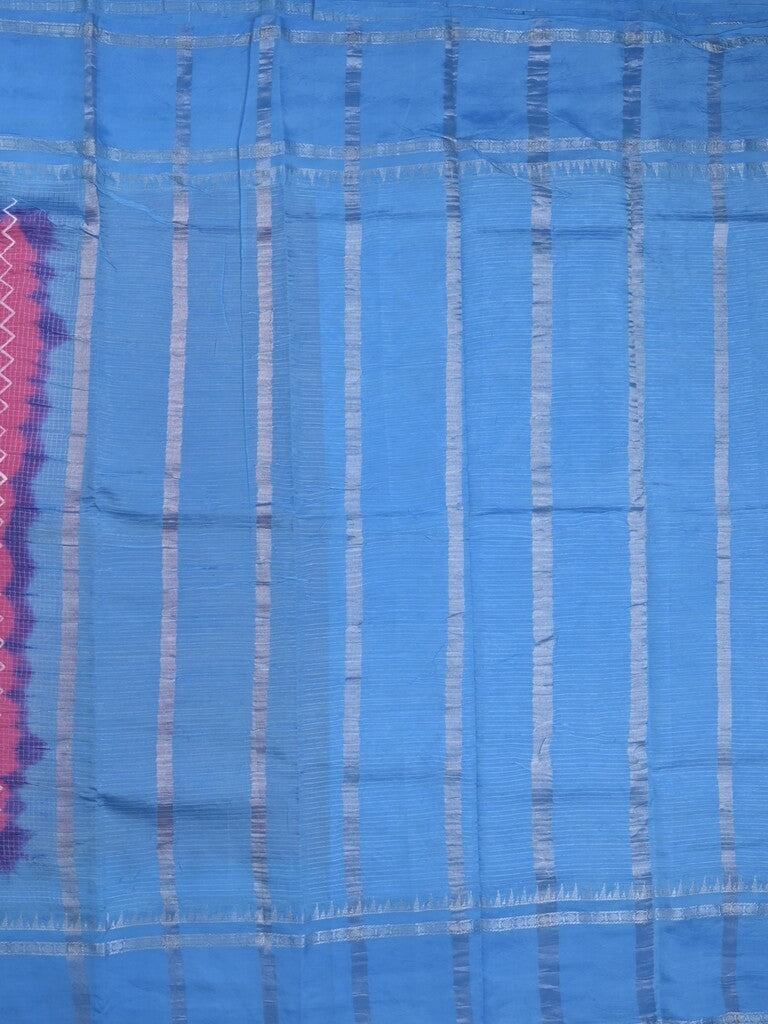 Mangalagiri fancy saree purple color allover stripes & zari border with striped pallu and printed blouse