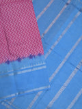 Mangalagiri fancy saree purple color allover stripes & zari border with striped pallu and printed blouse