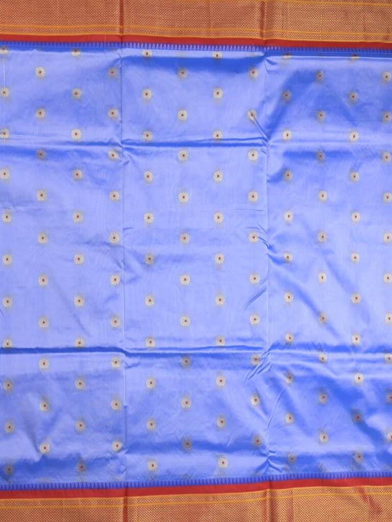 Narayanpet pattu saree allover zari motifs with paithani pallu and contrast blouse