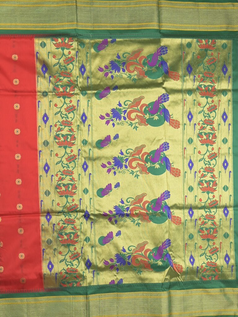 Narayanpet pattu saree allover zari motifs with paithani pallu and contrast blouse