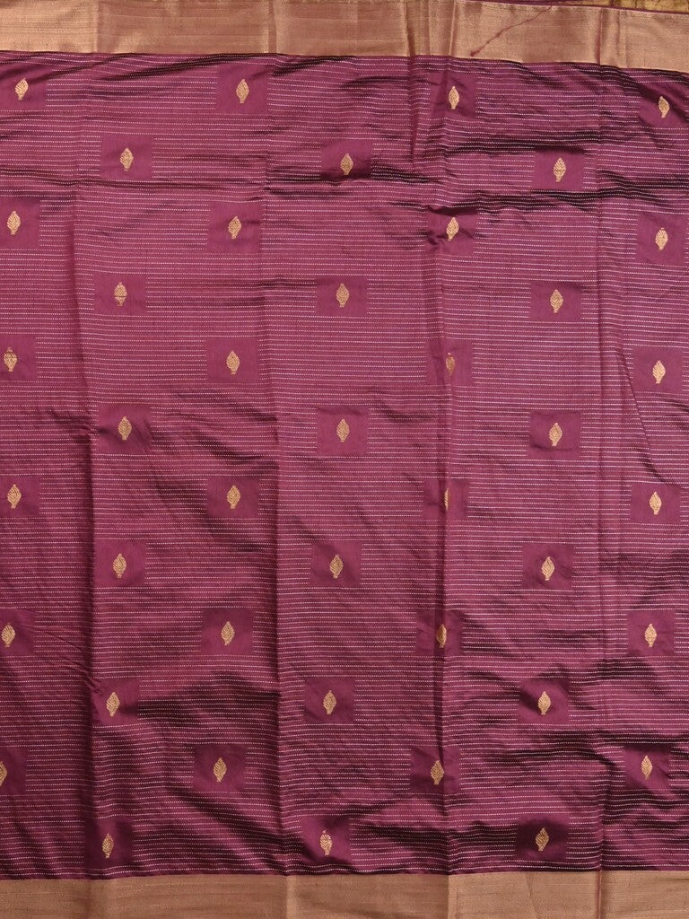 Dupion fancy saree maroon color allover zari motifs & zari border with zari pallu and plain blouse