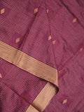 Dupion fancy saree maroon color allover zari motifs & zari border with zari pallu and plain blouse