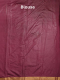 Dupion fancy saree maroon color allover zari motifs & zari border with zari pallu and plain blouse