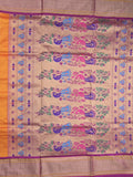 Narayanpet pattu saree allover zari motifs with paithani pallu and contrast blouse